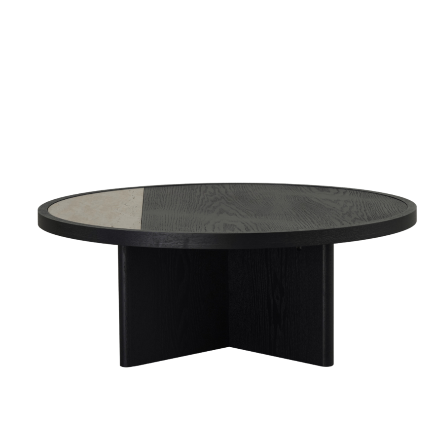 Salontafel Maeva rond zwart eiken Ø80 cm