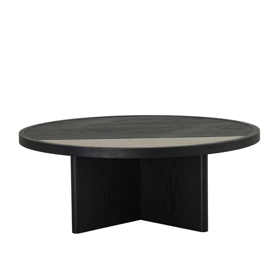 Salontafel Maeva rond zwart eiken Ø80 cm