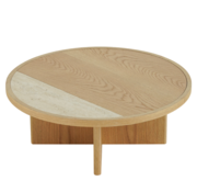 Bronx71 Salontafel Maeva Ø80 cm naturel eiken/travertin