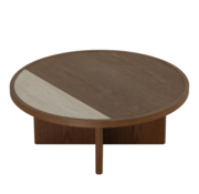 Bronx71 Salontafel Maeva Ø80 cm rustiek eiken/travertin