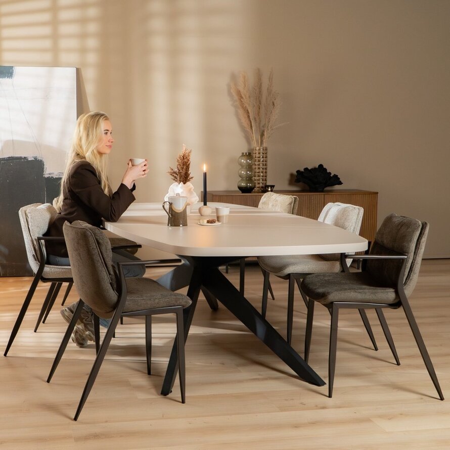 Eetkamerstoel Trevi gemêleerd off white/bruin