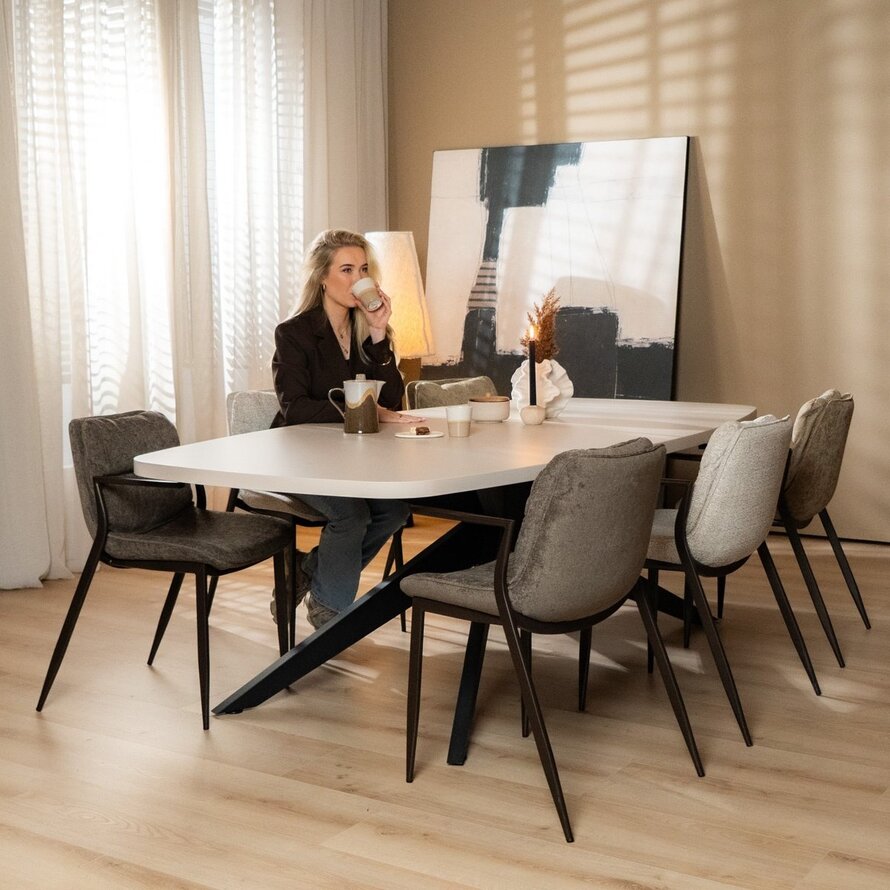 Eetkamerstoel Trevi gemêleerd off white/bruin