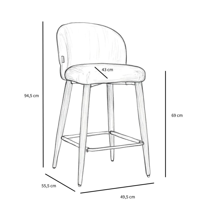 Barkruk Charlie beige chenille 69 cm