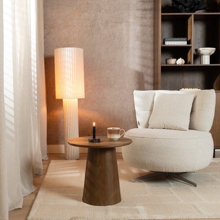 Fauteuil Fallon draaibaar gemêleerde stof beige