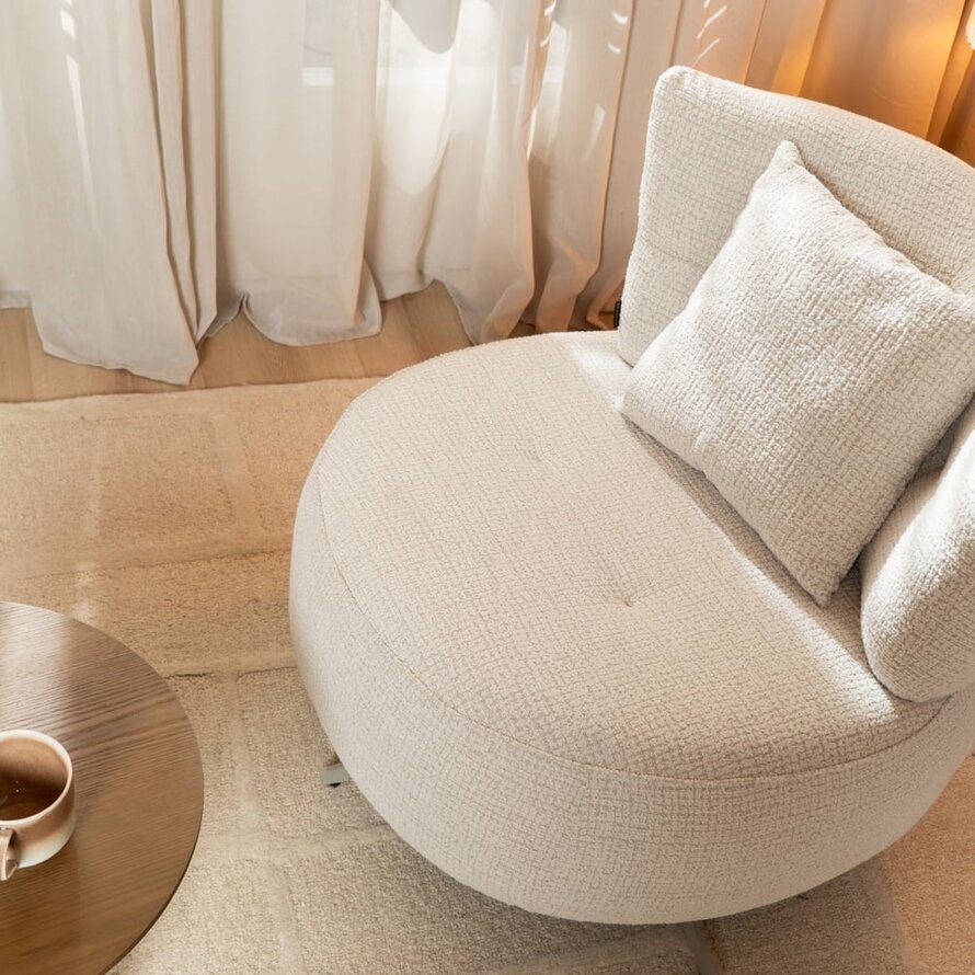 Fauteuil Fallon draaibaar gemêleerde stof beige