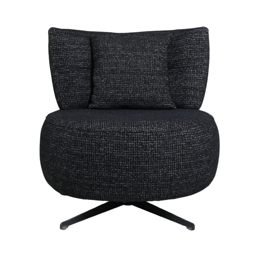 Fauteuil Fallon draaibaar gemêleerde stof zwart