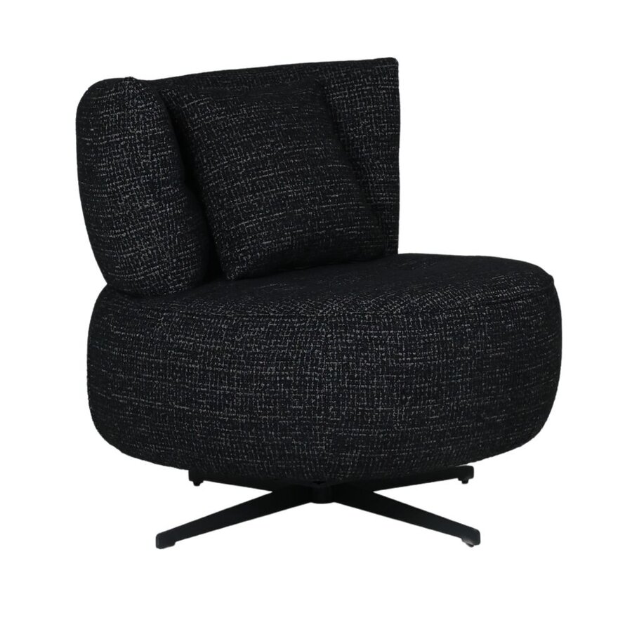 Fauteuil Fallon draaibaar gemêleerde stof zwart