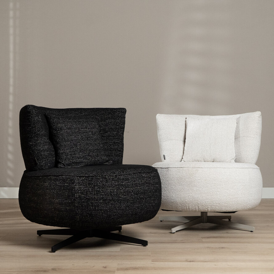 Fauteuil Fallon draaibaar gemêleerde stof zwart