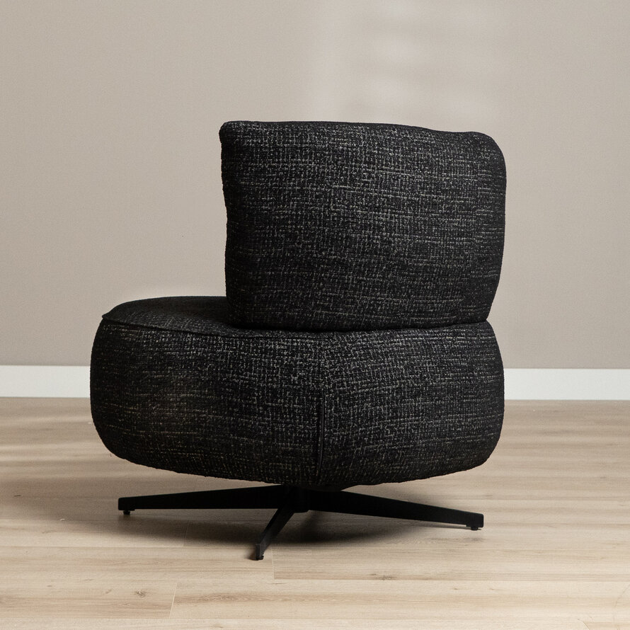 Fauteuil Fallon draaibaar gemêleerde stof zwart