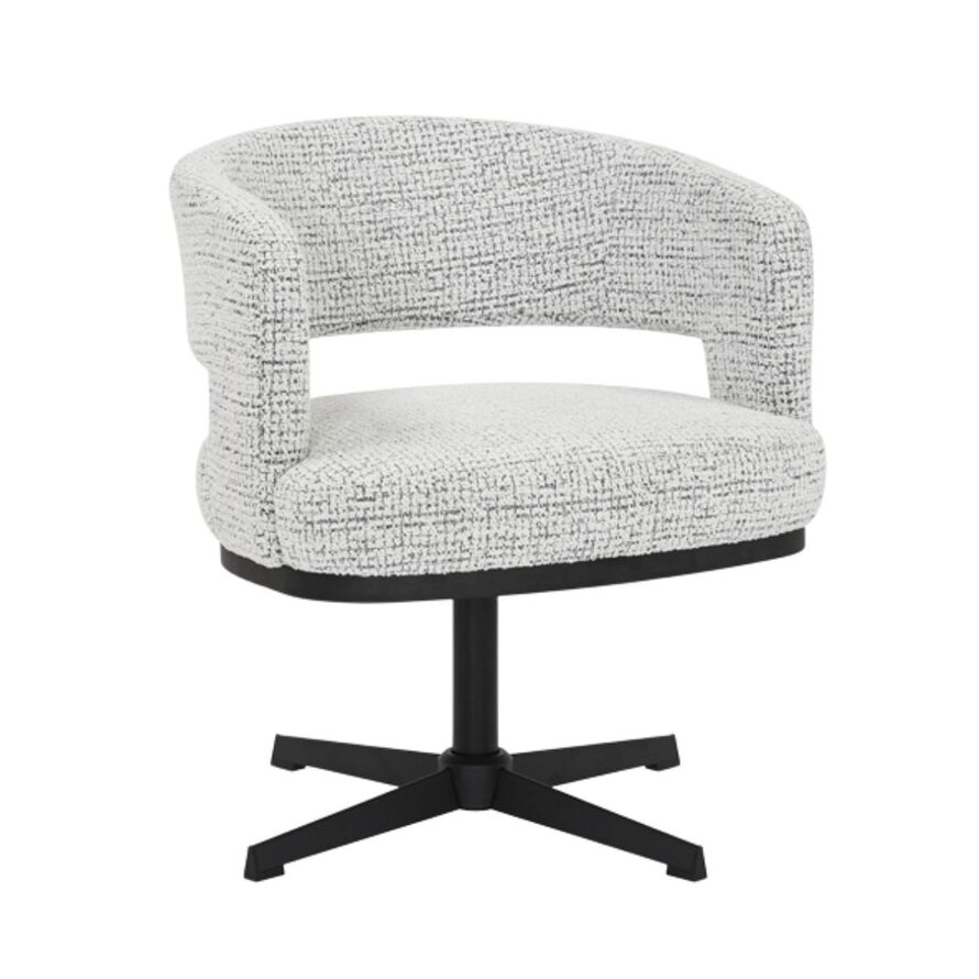 Fauteuil Gino draaibaar polyester off white/zwart