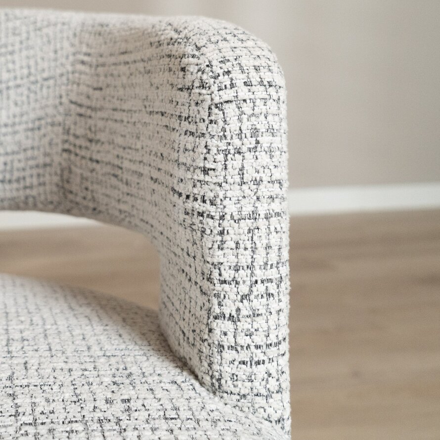 Fauteuil Gino draaibaar polyester off white/zwart