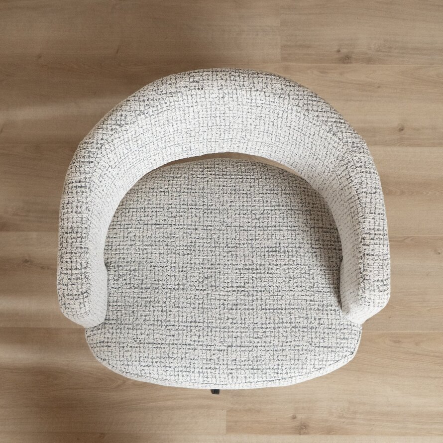 Fauteuil Gino draaibaar polyester off white/zwart