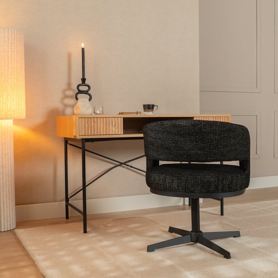 Fauteuil Gino draaibaar polyester zwart