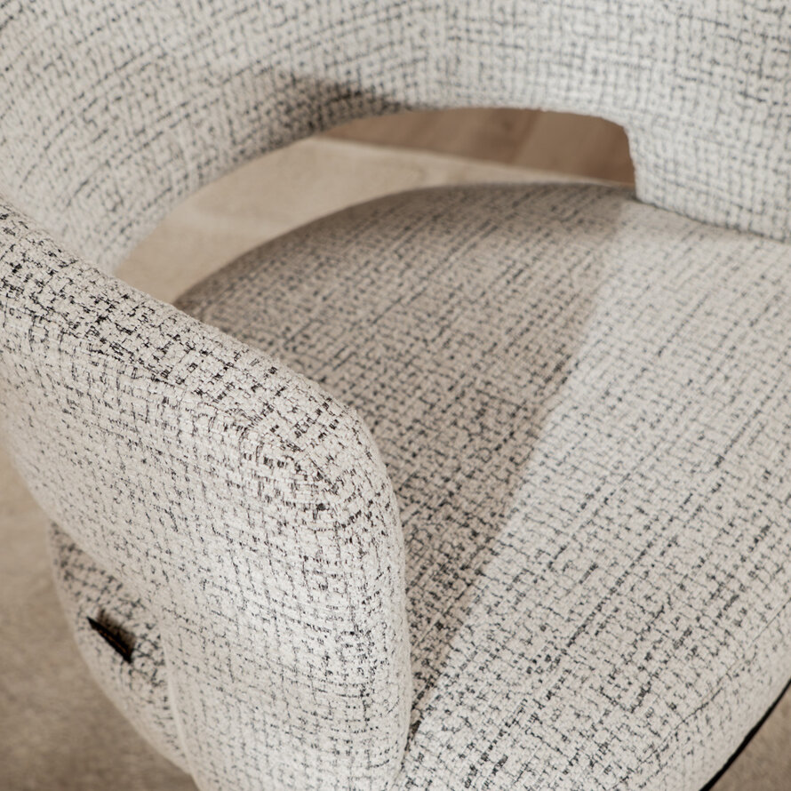 Fauteuil Gino draaibaar polyester off white/zwart