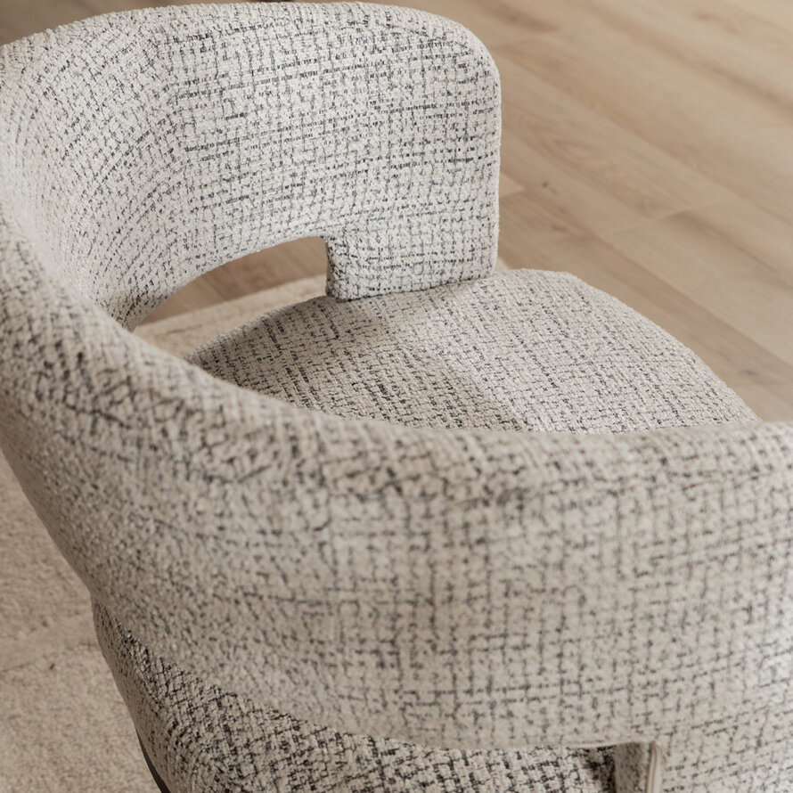 Fauteuil Gino draaibaar polyester off white/zwart