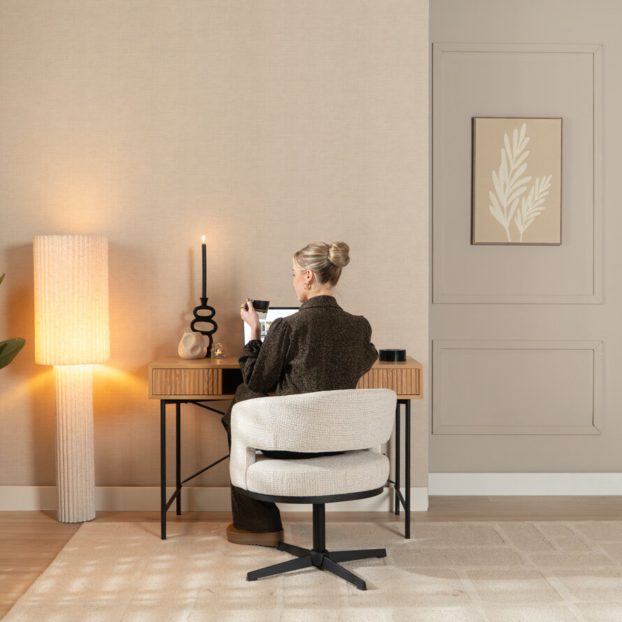 Fauteuil Gino draaibaar polyester off white/zwart
