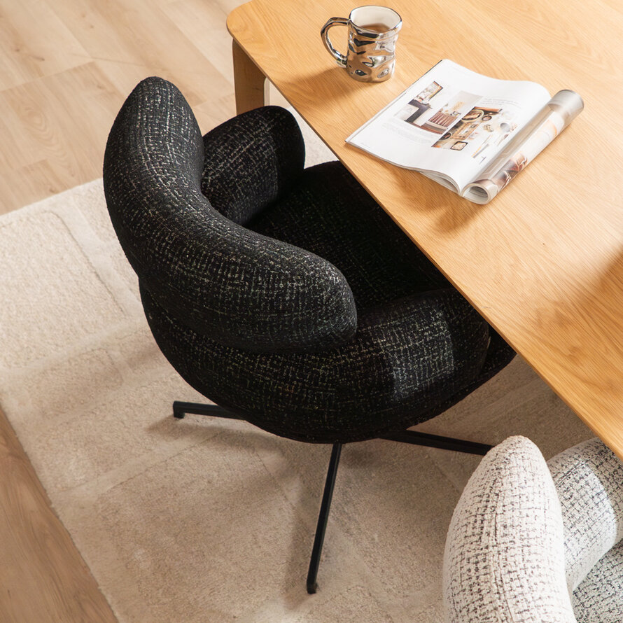 Draaibare stoel Coco polyester zwart