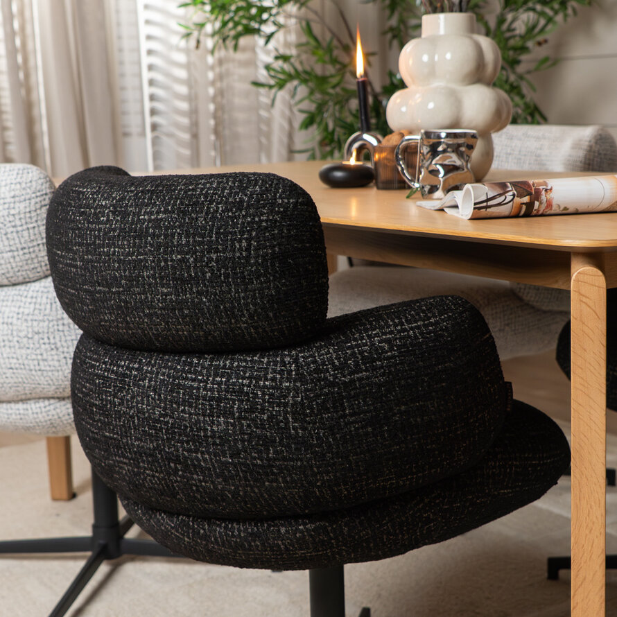 Draaibare stoel Coco polyester zwart