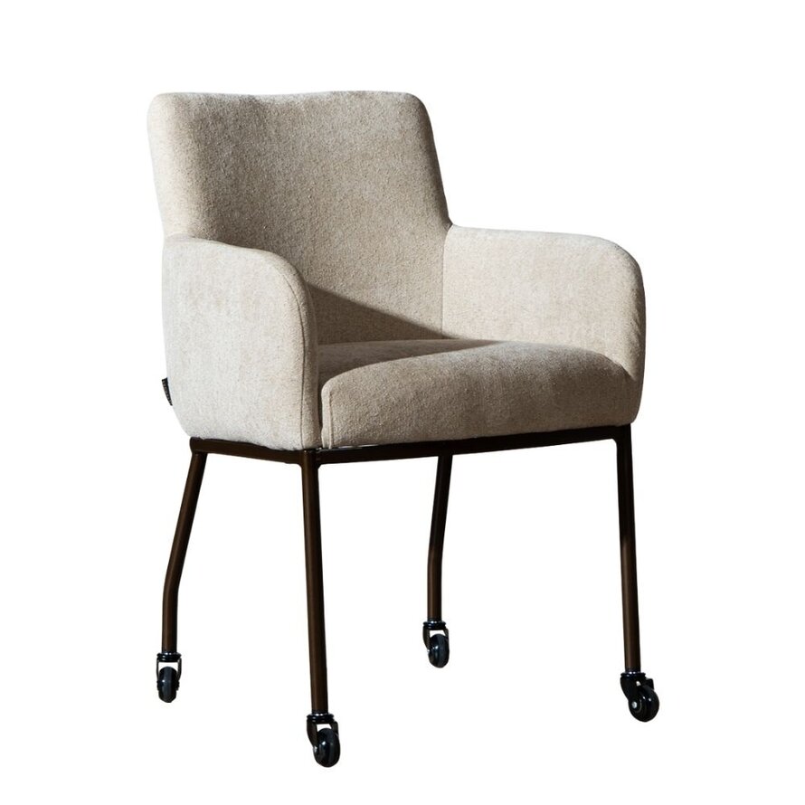 Stoel op wieltjes Finn polyester stof beige