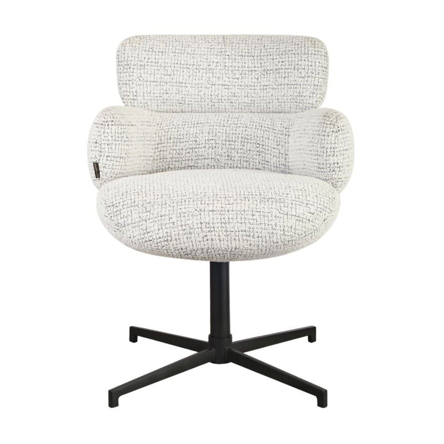 Draaibare stoel Coco polyester off white/zwart