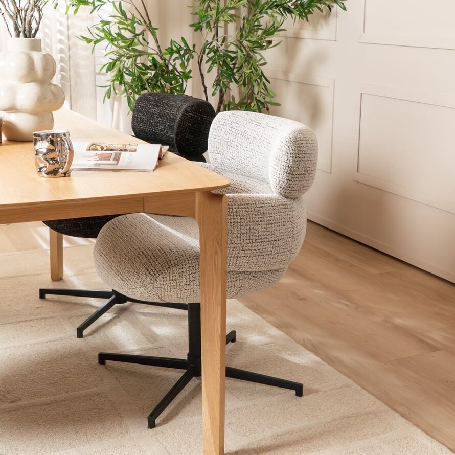 Draaibare stoel Coco polyester off white/zwart