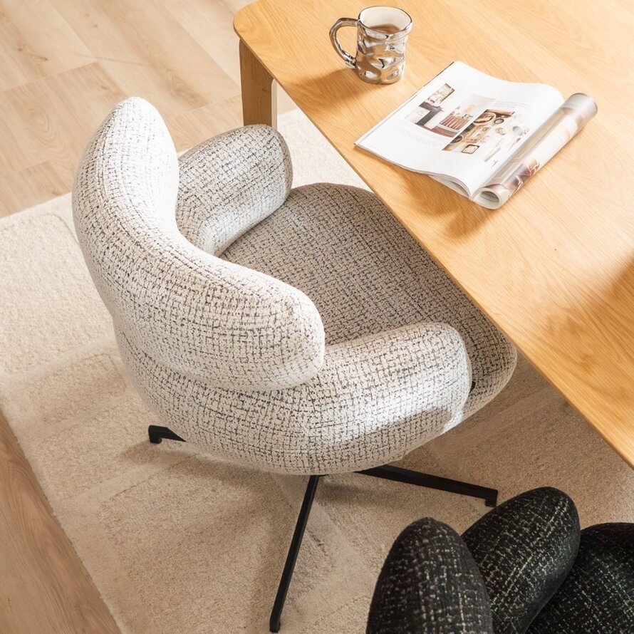 Draaibare stoel Coco polyester off white/zwart