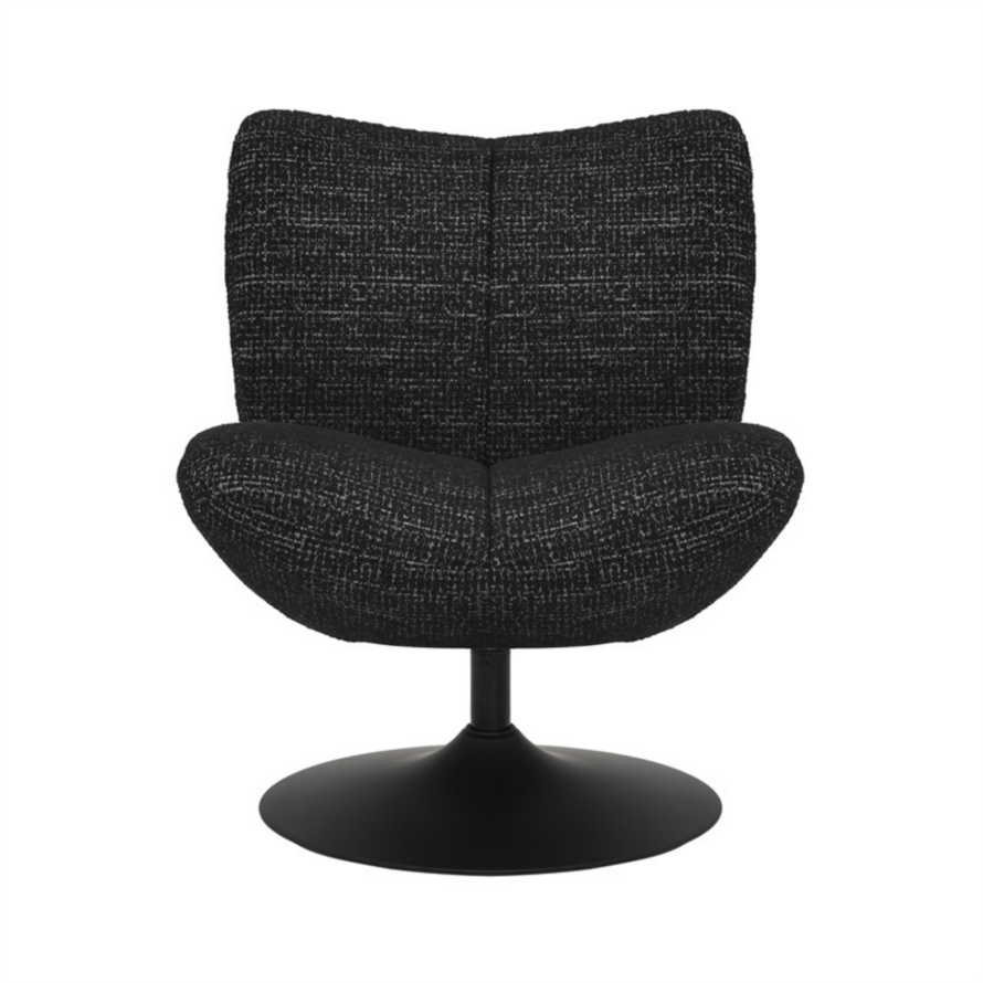Fauteuil Moira draaibaar polyester zwart