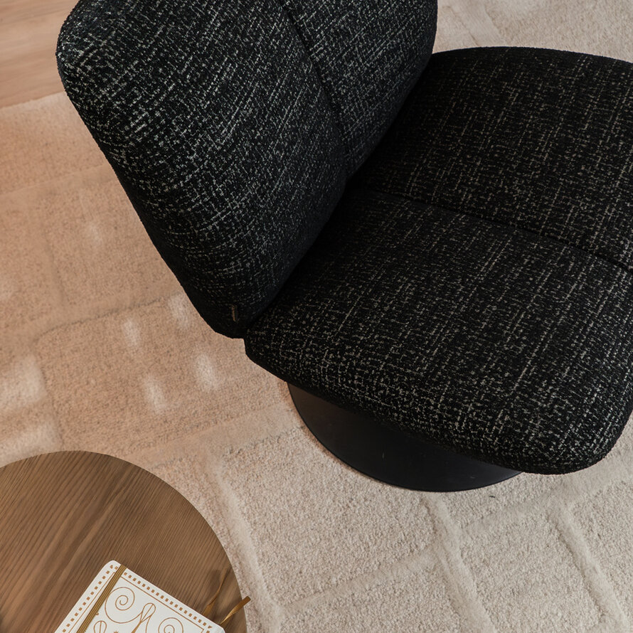 Fauteuil Moira draaibaar polyester zwart