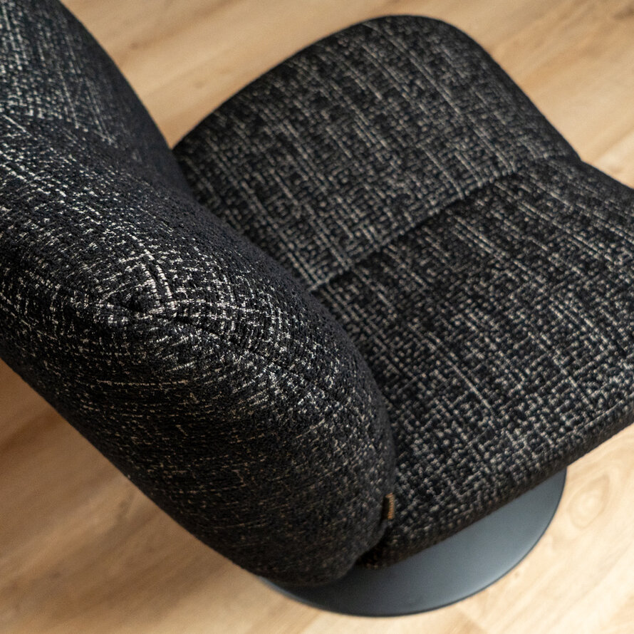 Fauteuil Moira draaibaar polyester zwart