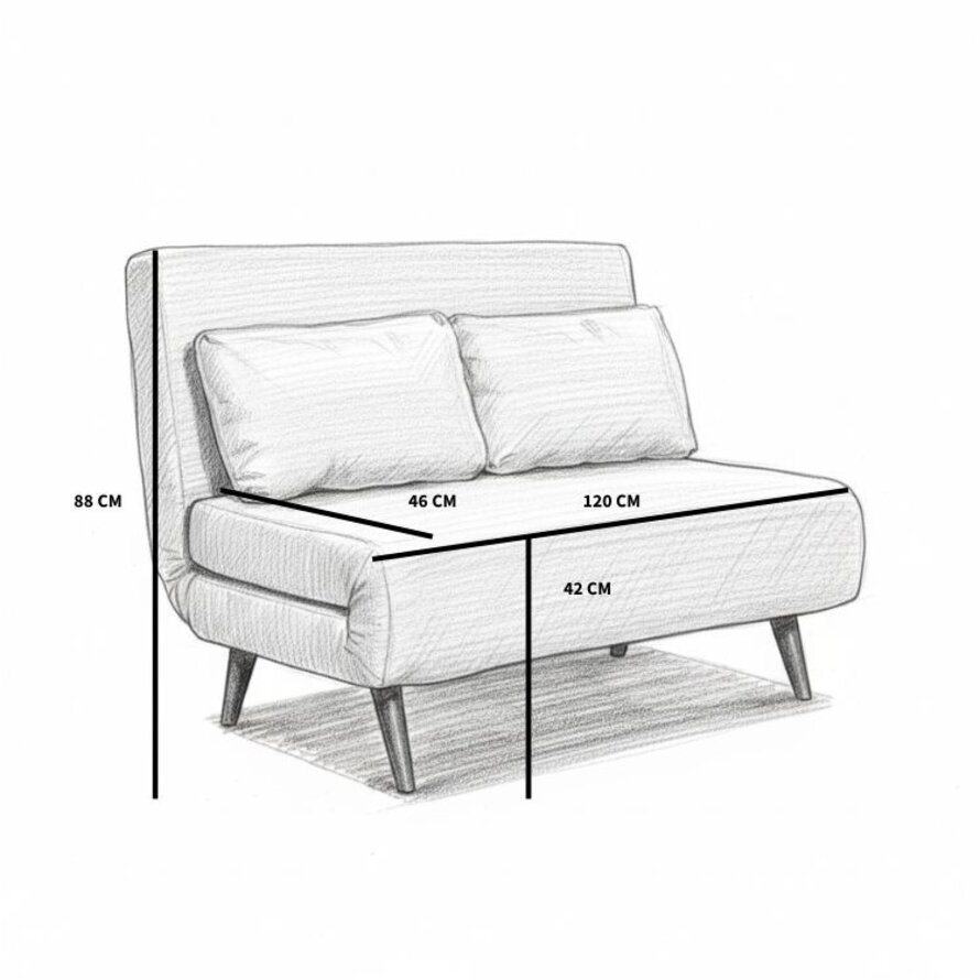 Slaapbank 1,5 persoons Kristian taupe velvet