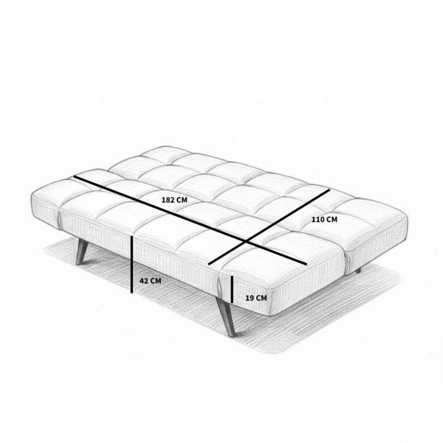 Slaapbank 1,5 persoons Timo antraciet eco-leer