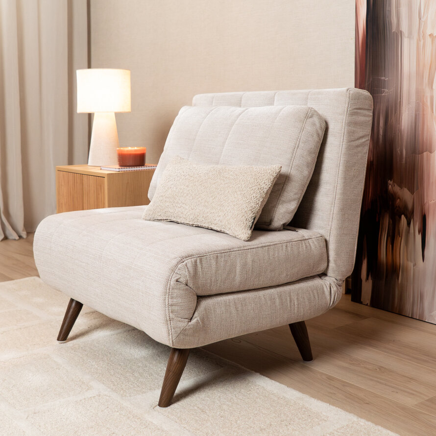 Slaapfauteuil Hanna beige gerecycled polyester
