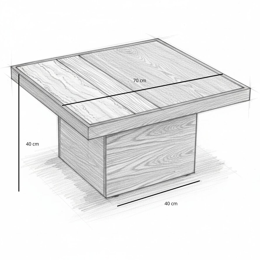 Salontafel Java rustiek eiken 70x70 cm