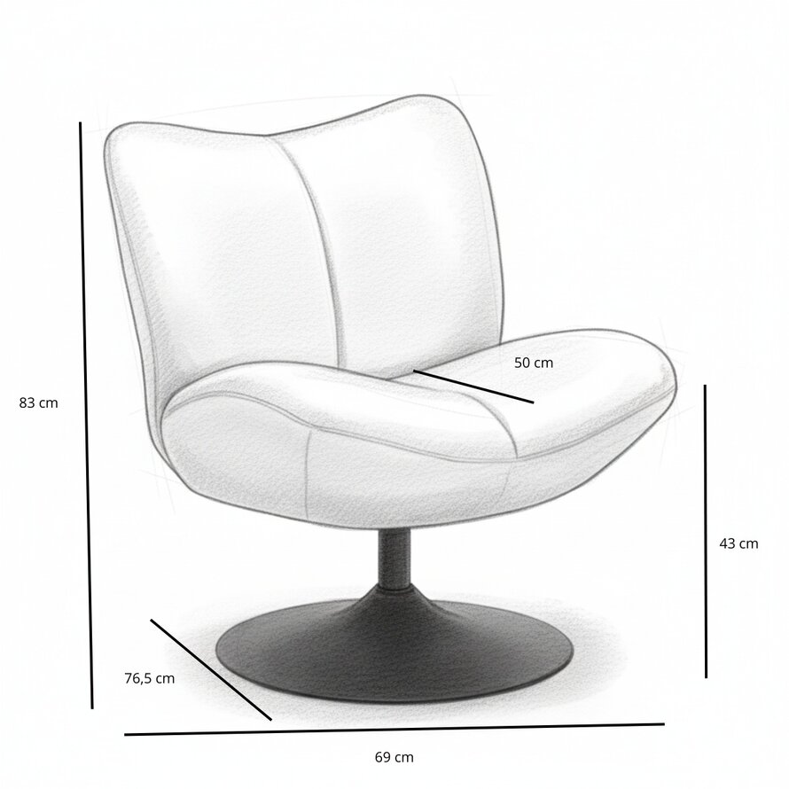 Fauteuil Lise draaibaar chenille taupe