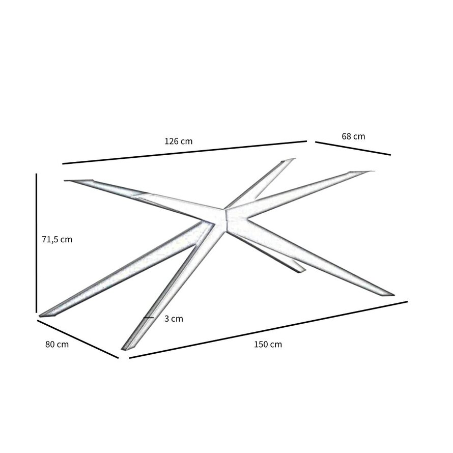 Onderstel tafel spinpoot Torben metaal zwart 150 x 80 cm