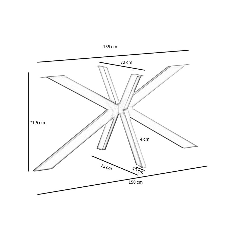 Onderstel tafel spinpoot Mads metaal zwart 150 x 75 cm