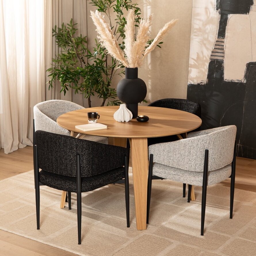 Eettafel Bowie rond naturel eiken Ø 120 cm