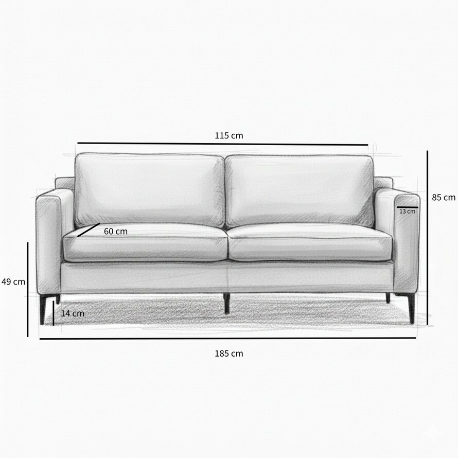 3-zitsbank Orlando antraciet polyester