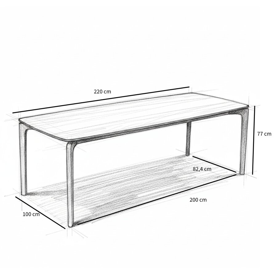 Eettafel Cala walnoot 220 x 100 cm