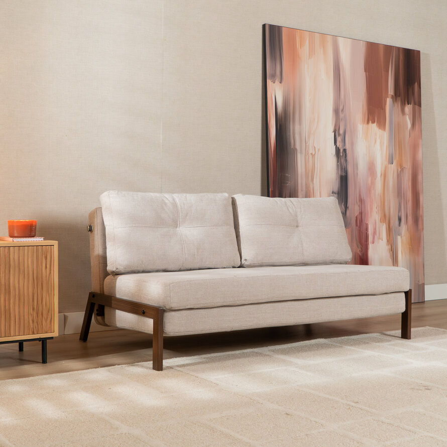 Slaapbank 2 persoons Mikko beige gerecycled polyester