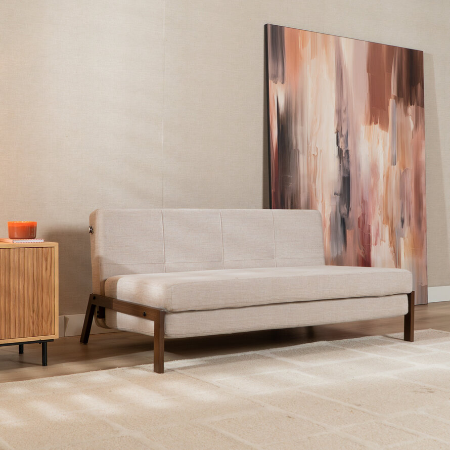 Slaapbank 2 persoons Mikko beige gerecycled polyester