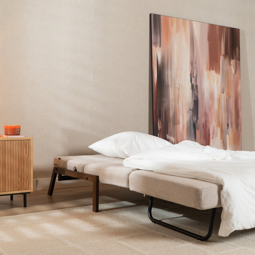 Slaapbank 2 persoons Mikko beige gerecycled polyester