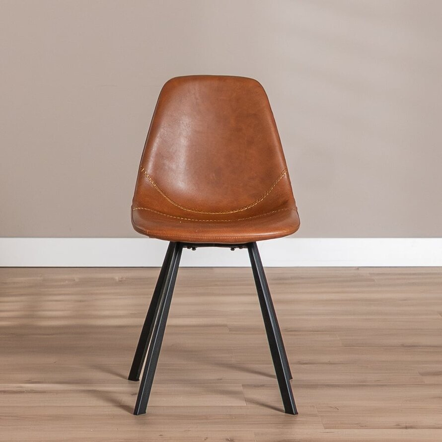Stoel Logan cognac eco-leer