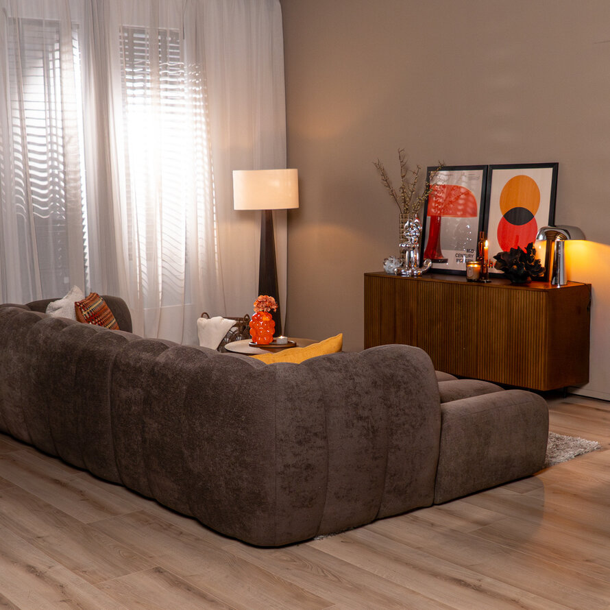 Hoekbank links Luca chenille bruin