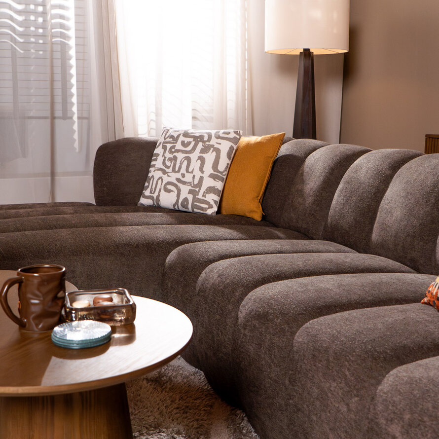 Hoekbank links Luca chenille bruin