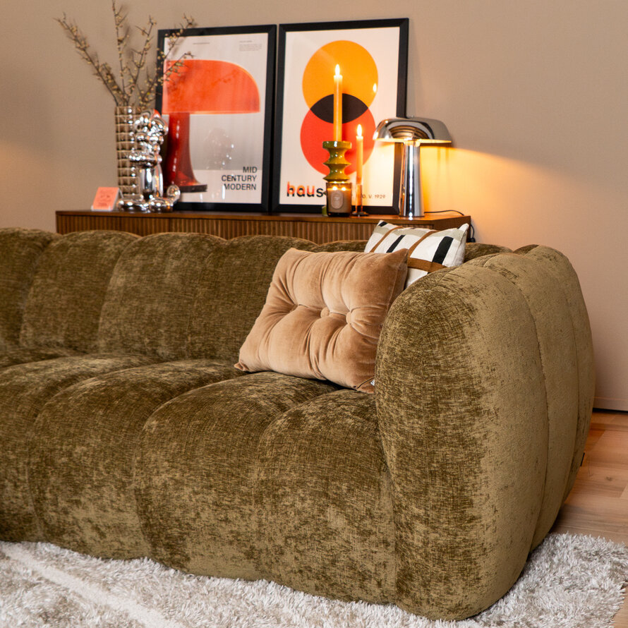 Hoekbank links Luca chenille olijf groen