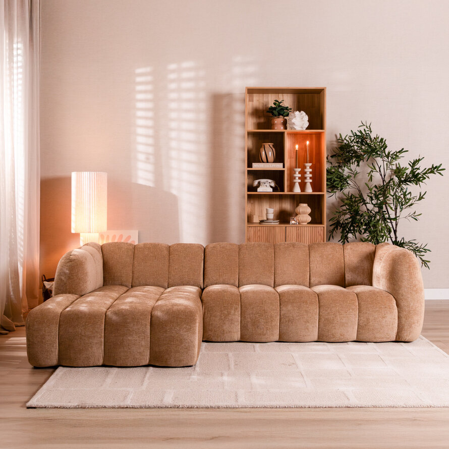 Hoekbank links Luca chenille peach