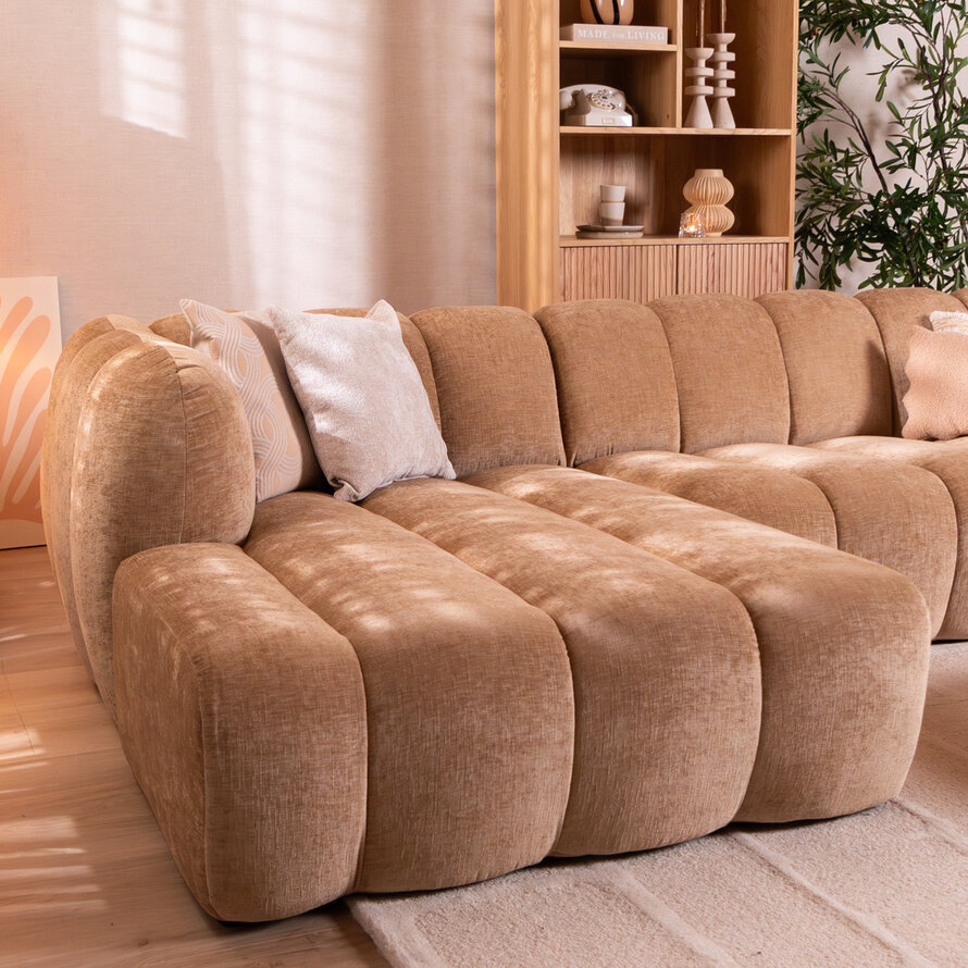 Hoekbank links Luca chenille peach