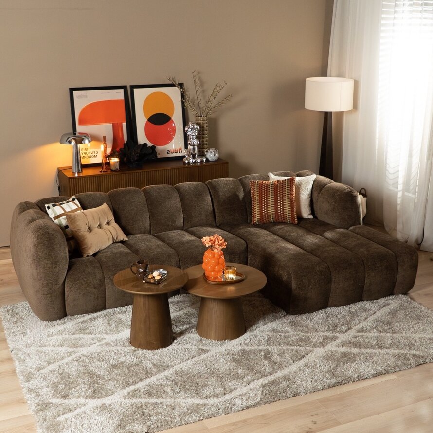 Hoekbank rechts Luca chenille mocha