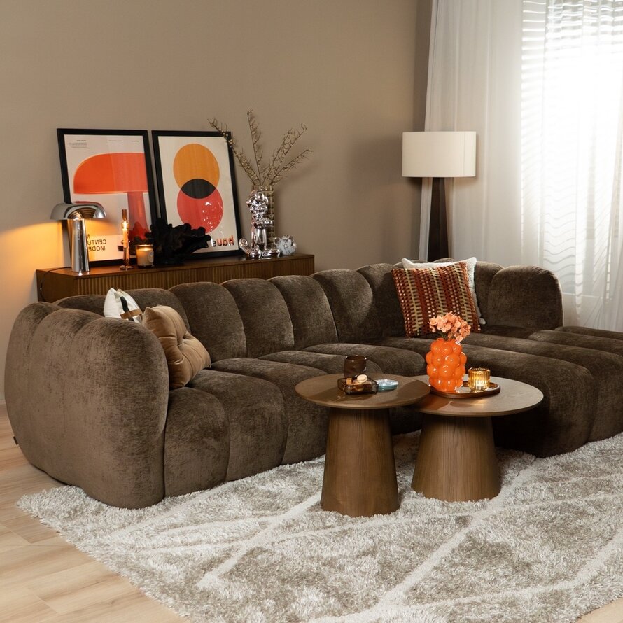 Hoekbank rechts Luca chenille mocha